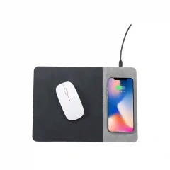 15W Kablosuz Hızlı Şarj Özellikli Deri Mouse Pad